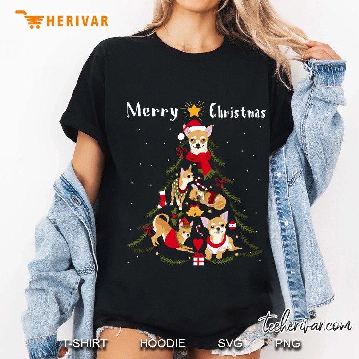 Chihuahua Christmas Tree Xmas Dog Lover Ladies Tee