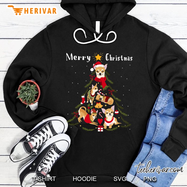 Chihuahua Christmas Tree Xmas Dog Lover Hoodie