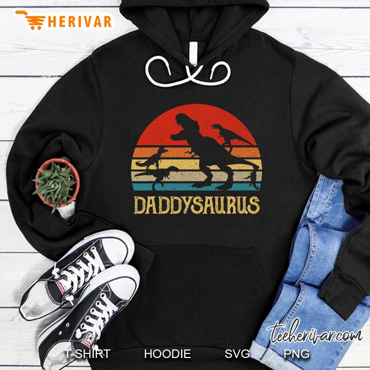 Daddy Dinosaur Daddysaurus 4 Four Kids Gift For Father Dad Hoodie