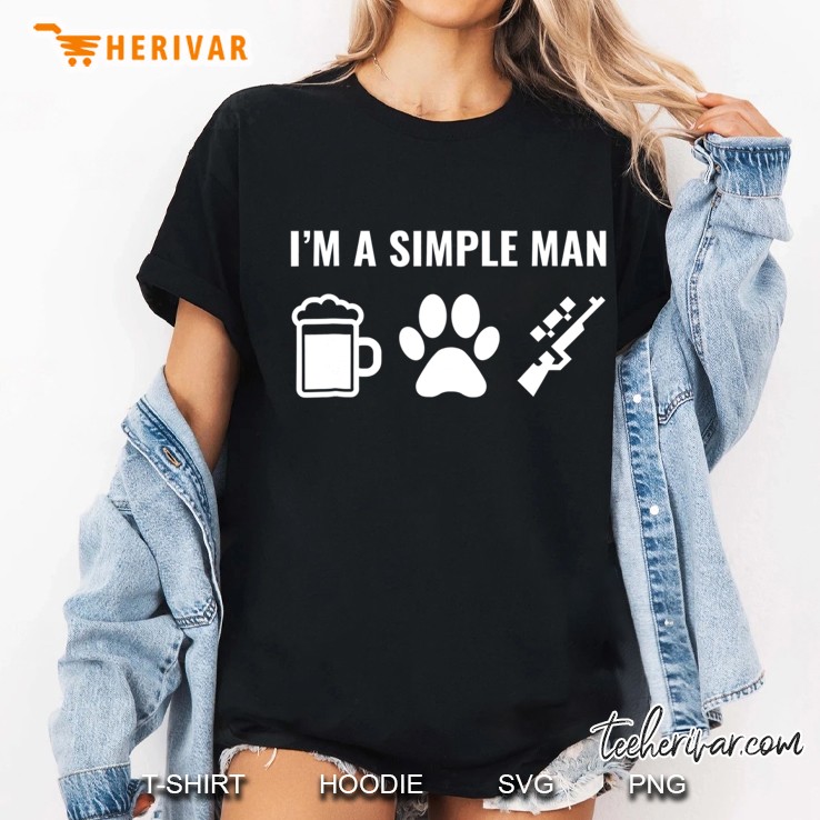 Mens Beer Dogs & Guns I Am A Simple Man Ladies Tee