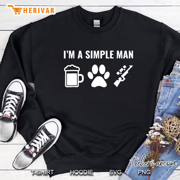 Mens Beer Dogs & Guns I Am A Simple Man Sweatshirt
