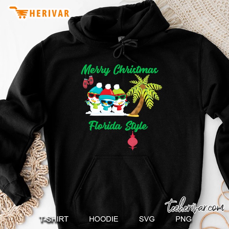 Merry Christmas Florida Style Snowman Summer Hoodie