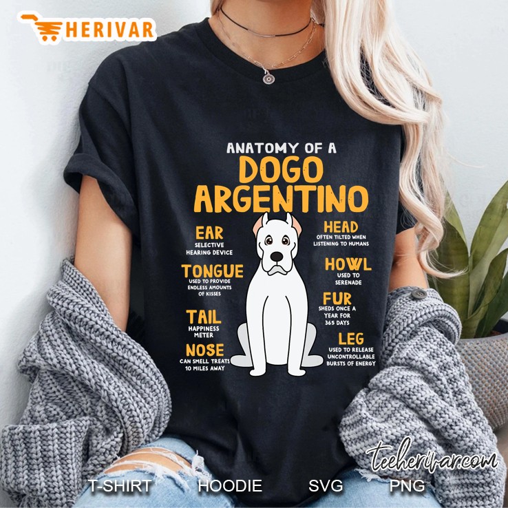 Dogo Argentino Anatomy Funny Dog Mom Dad Cute Gift Ladies Tee