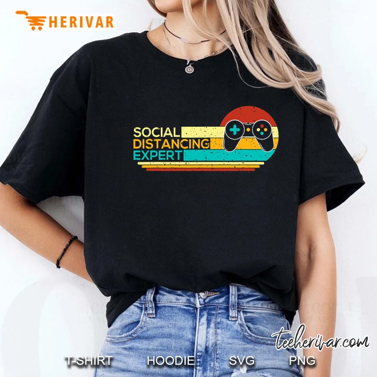 Social Distancing Expert Funny Gaming Vintage Video Gamer Ladies Tee