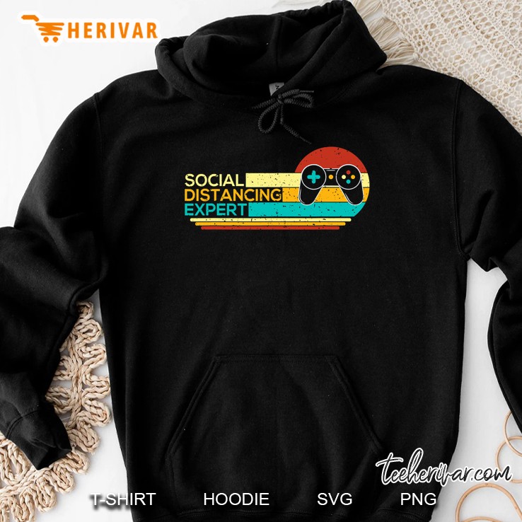Social Distancing Expert Funny Gaming Vintage Video Gamer Hoodie