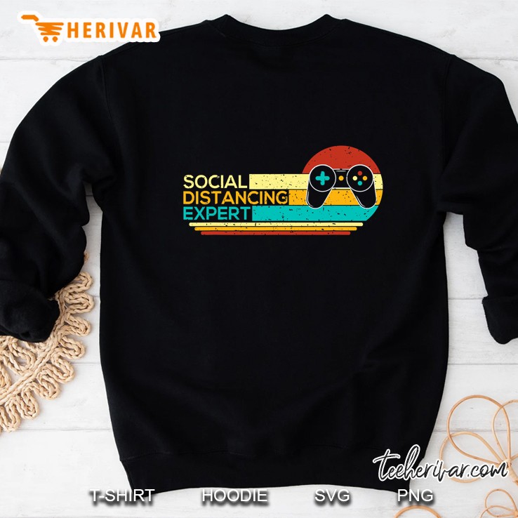 Social Distancing Expert Funny Gaming Vintage Video Gamer Sweatshirt