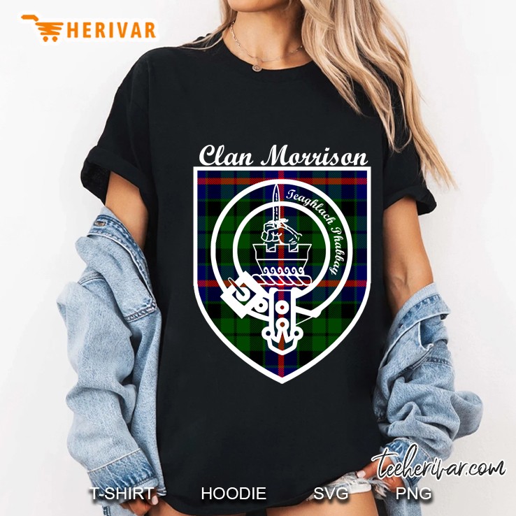 Morrison Surname Last Name Scottish Clan Tartan Badge Crest Ladies Tee