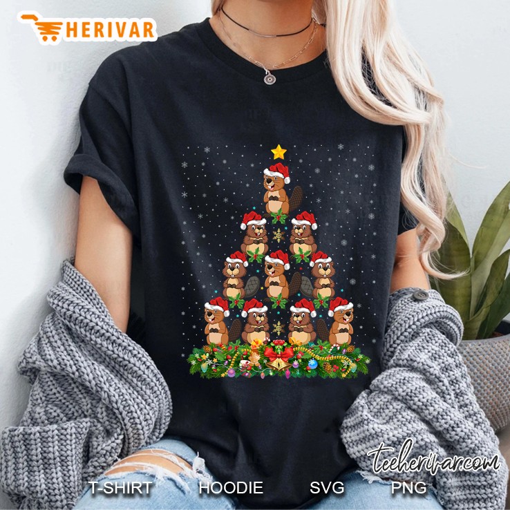 Beavers Christmas Tree Gift Funny Christmas Beaver Ladies Tee