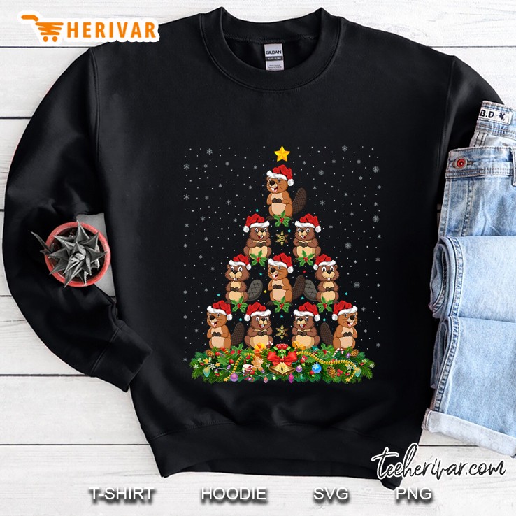 Beavers Christmas Tree Gift Funny Christmas Beaver Sweatshirt