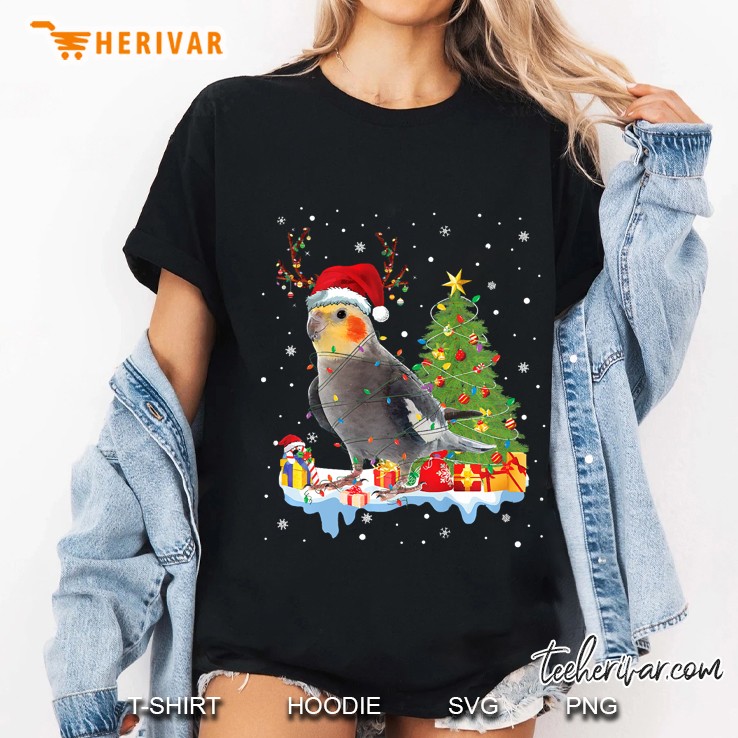 Cockatiel Bird Santa Christmas Tree Lights Funny Xmas Gift Premium Ladies Tee