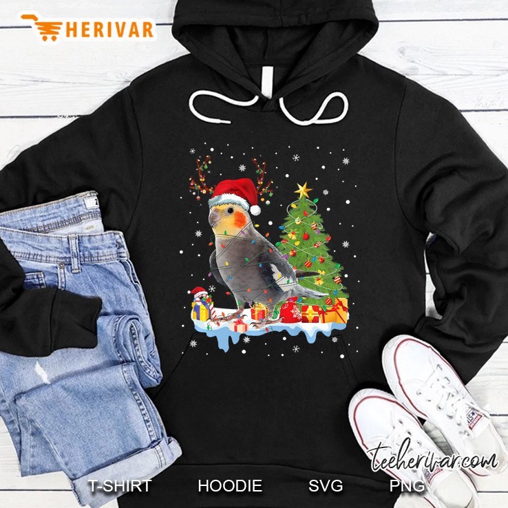 Cockatiel Bird Santa Christmas Tree Lights Funny Xmas Gift Premium Hoodie
