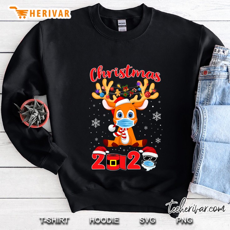 Funny Christmas 2020 Reindeer Mask Matching Pajama Idea Sweatshirt