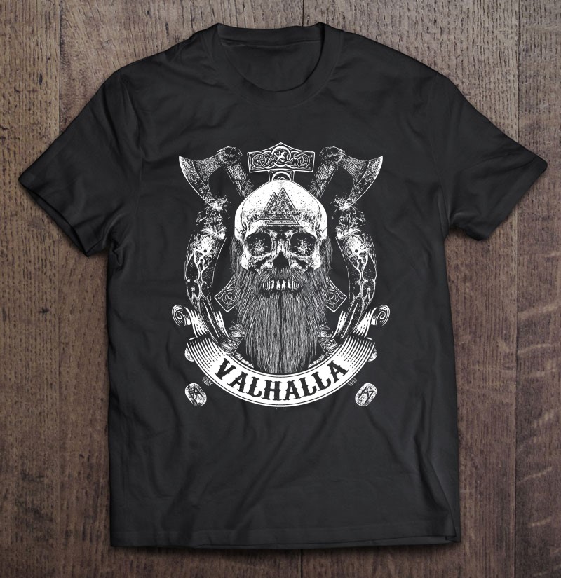 Vikings Rise - Skull Beard Runes Valhalla Gift Shirt