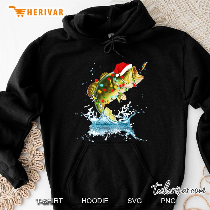 Funny Bass Fishing Santa Hat Christmas Pajama Fishermen Fish Hoodie