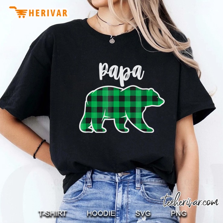 Green Plaid Papa Bear Matching Family Pajama Ladies Tee