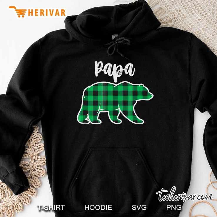 Green Plaid Papa Bear Matching Family Pajama Hoodie