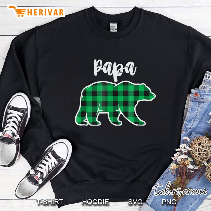 Green Plaid Papa Bear Matching Family Pajama Sweatshirt