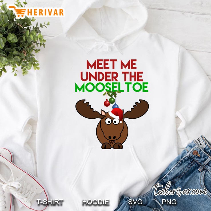 Mooseltoe Funny Christmas Moose Mistletoe Holiday Hoodie