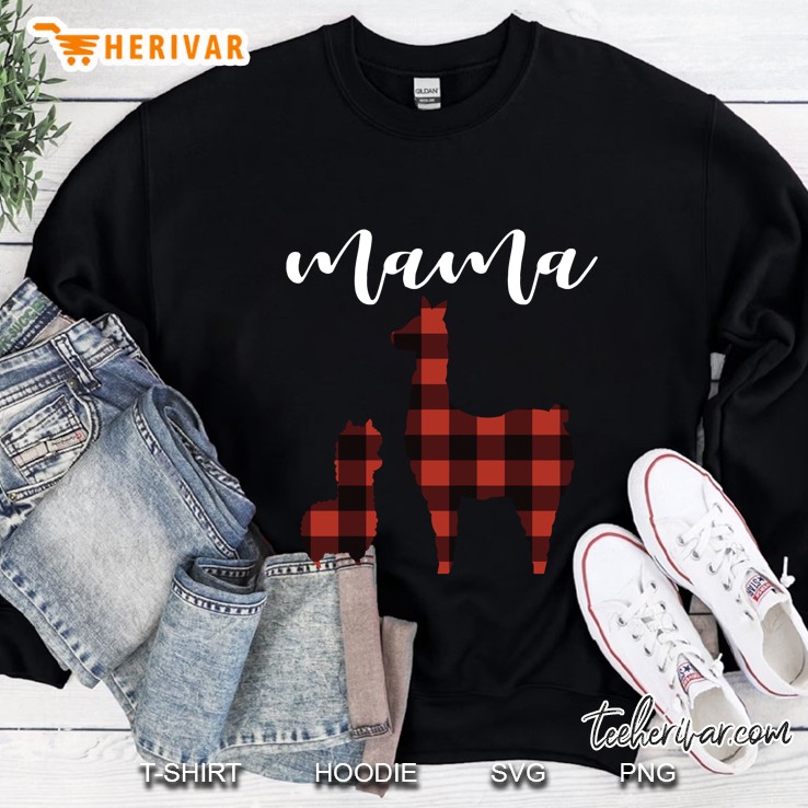 Plaid Mama Llama Pajama Top, Buffalo Plaid Mama Llama Sweatshirt