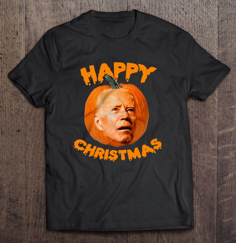 Happy Christmas Biden Costume Funny Pumpkin Head Christmas Tee