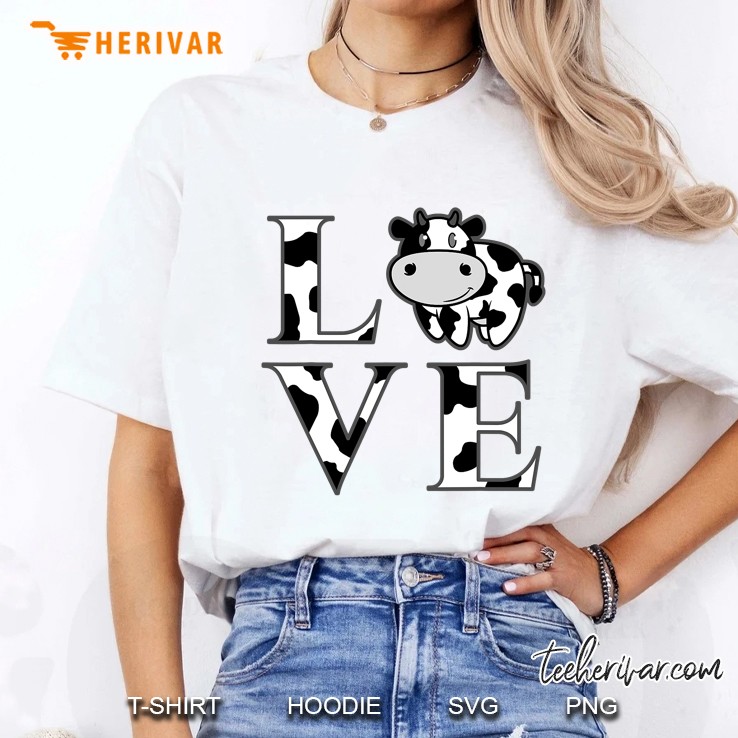 Cute Cow Print I Love Cows Funny Farming Gift Men Women Kids Ladies Tee