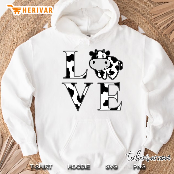 Cute Cow Print I Love Cows Funny Farming Gift Men Women Kids Hoodie