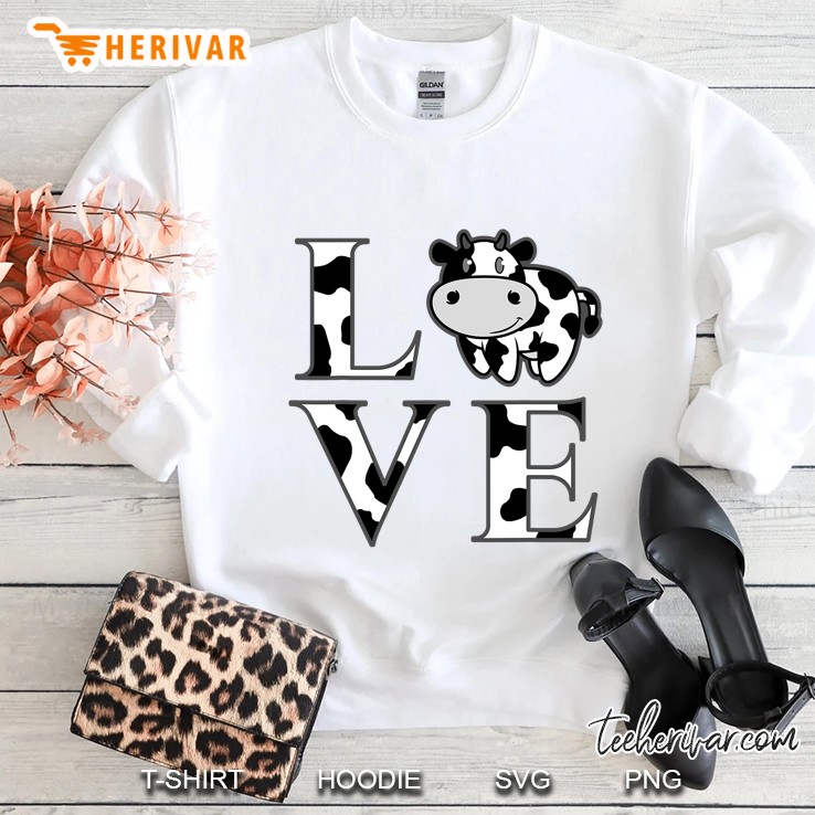 Cute Cow Print I Love Cows Funny Farming Gift Men Women Kids Sweatshirt