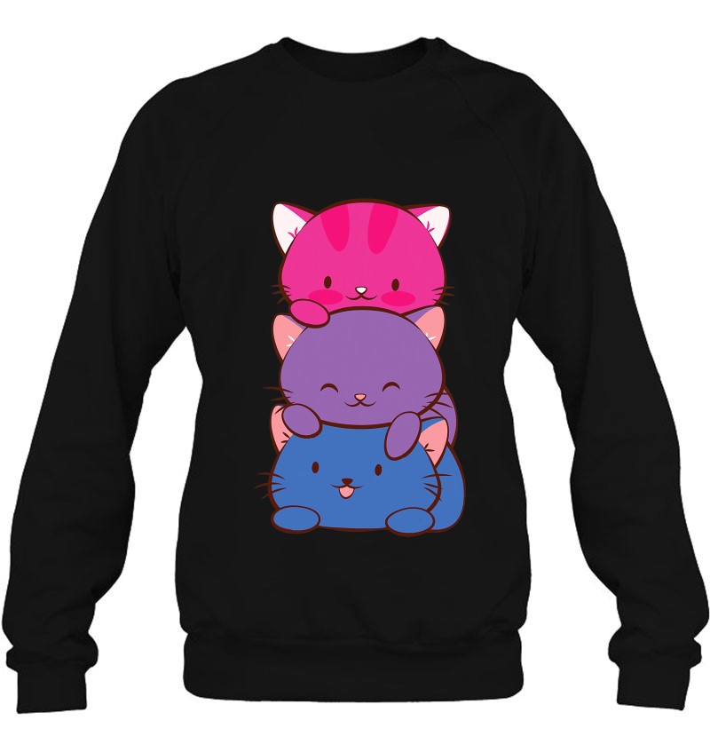 Bisexual Pride Kawaii Kitty Cat Stack Anime Art Sweatshirt