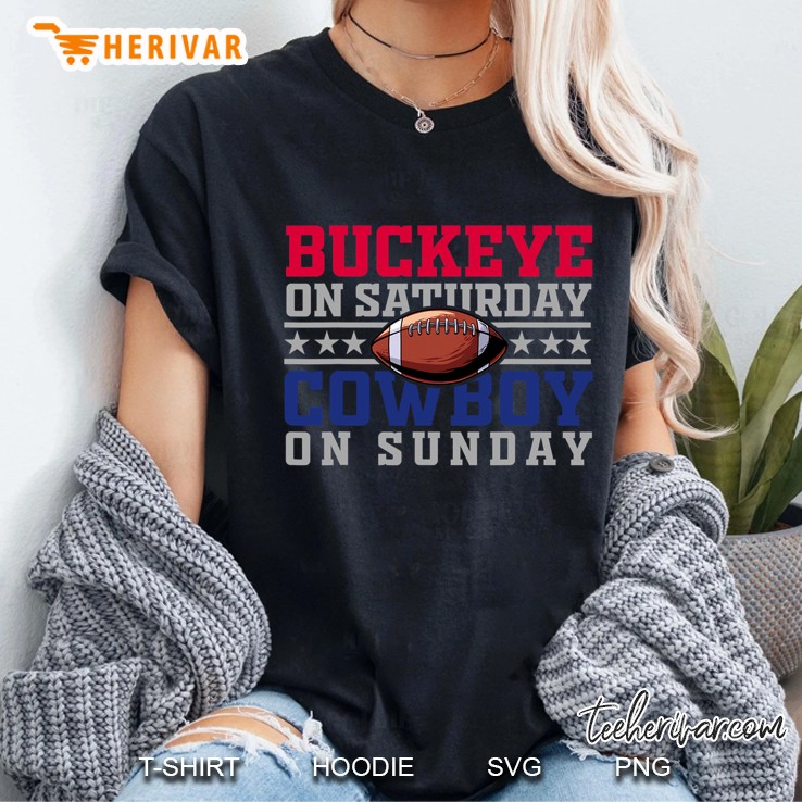 Dallas Ohio Funny Gift Buckeye On Saturday Cowboy On Sunday Ladies Tee