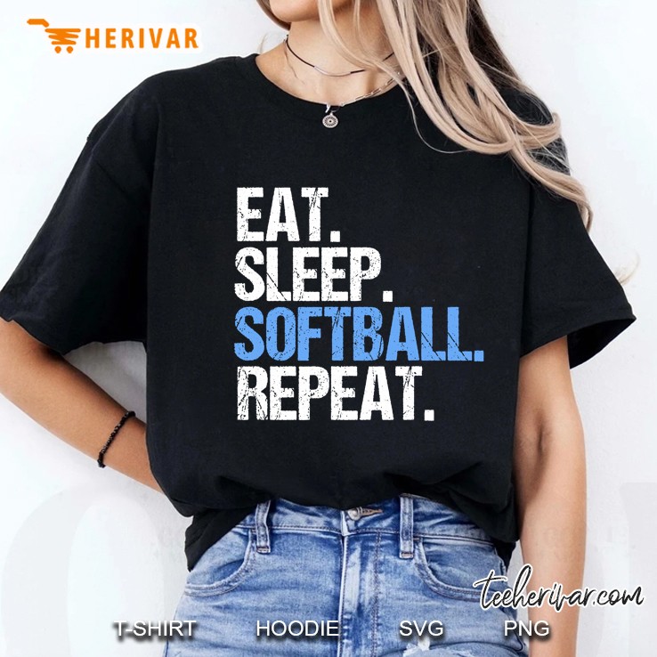 Eat Sleep Softball Repeat - Funny Softball Ladies Tee