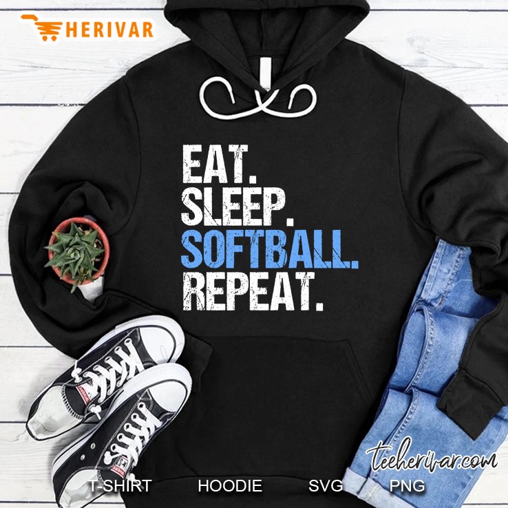 Eat Sleep Softball Repeat - Funny Softball Hoodie