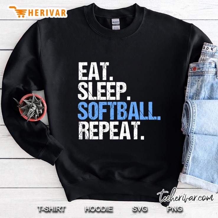Eat Sleep Softball Repeat - Funny Softball Sweatshirt