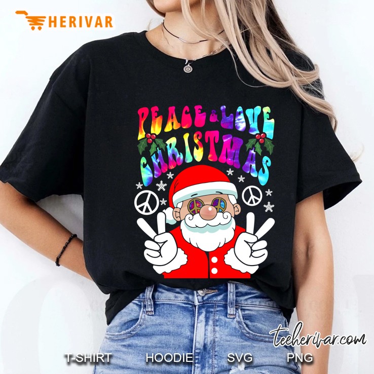 Hippie Santa Claus Peace And Love Tye Dye Groovy Christmas Ladies Tee