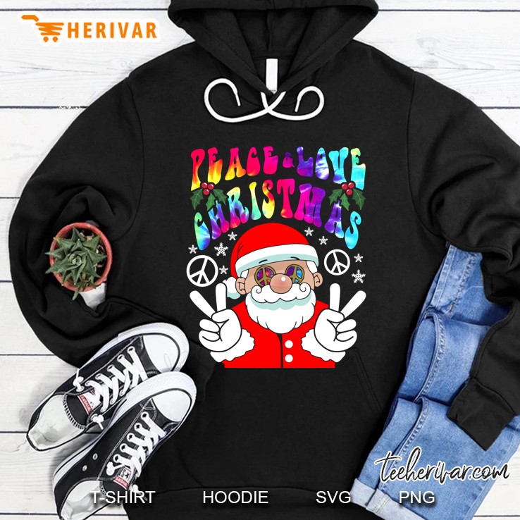 Hippie Santa Claus Peace And Love Tye Dye Groovy Christmas Hoodie