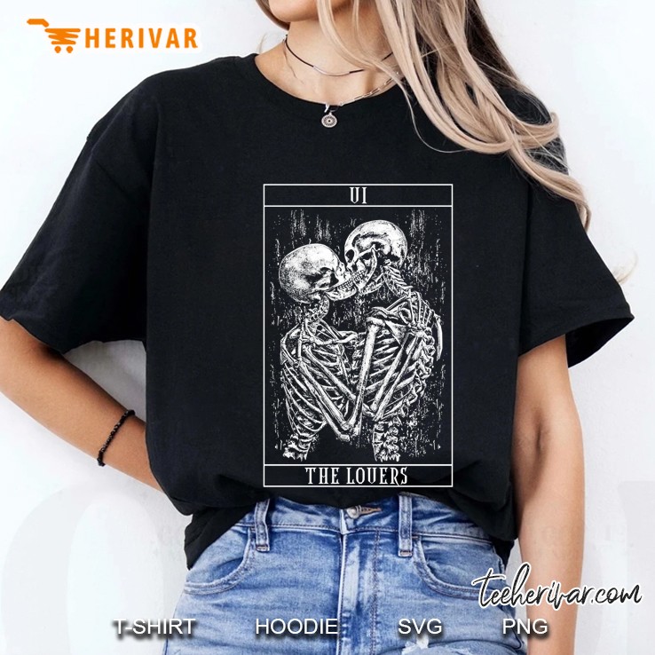 Tarot Card The Lovers - Skeleton Love Kisses Bones Horror Ladies Tee