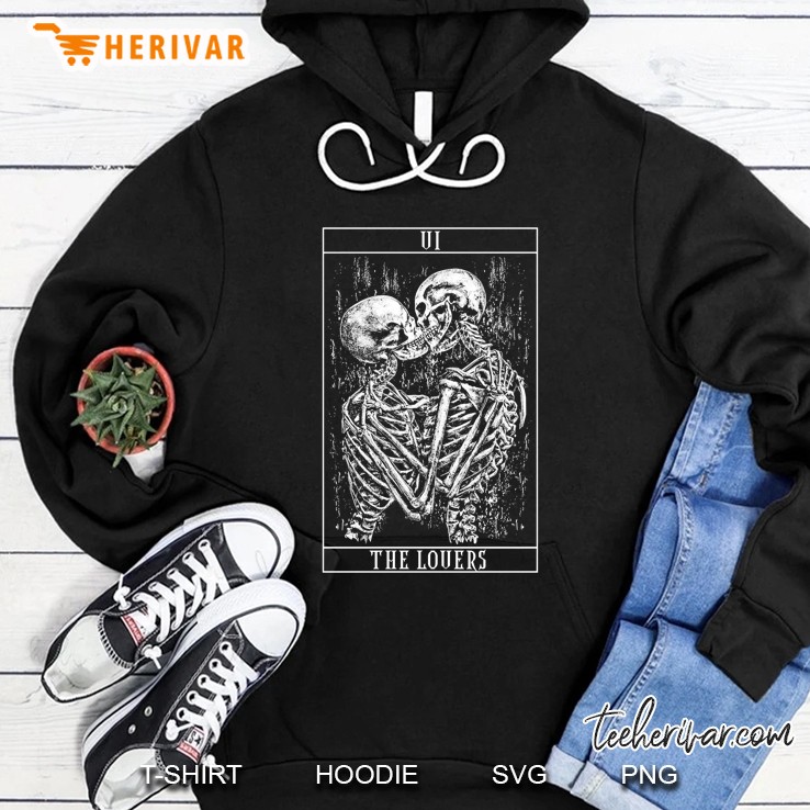Tarot Card The Lovers - Skeleton Love Kisses Bones Horror Hoodie