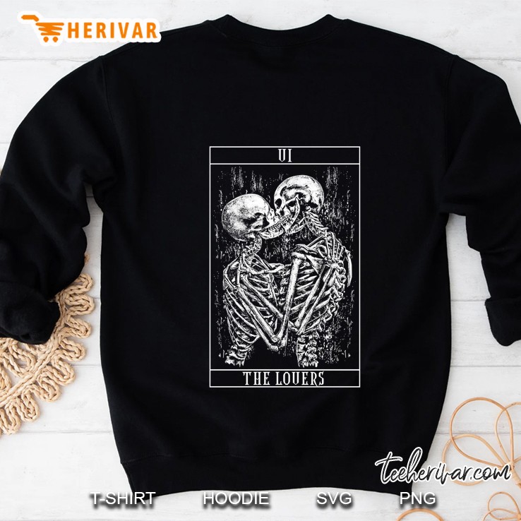 Tarot Card The Lovers - Skeleton Love Kisses Bones Horror Sweatshirt