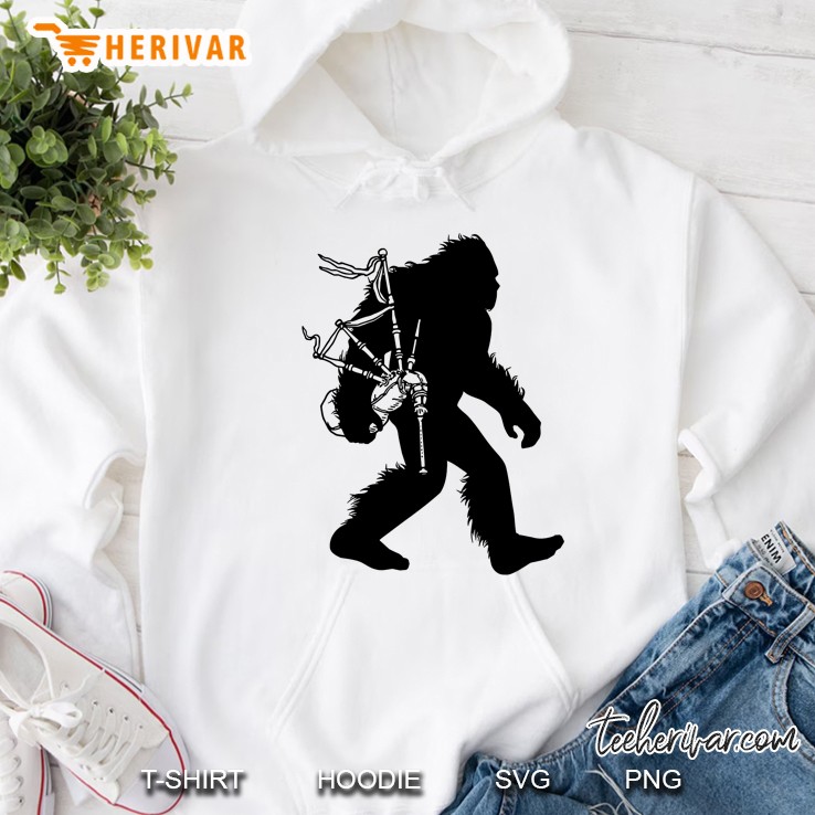 Bigfoot Bagpipes Irish Sasquatch Scottish Bagpiper Hoodie