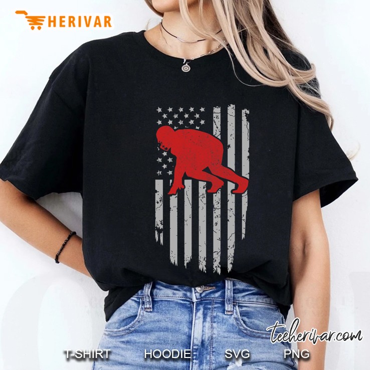 American Flag Defensive Lineman Apparel, Football Player Men Ladies Tee