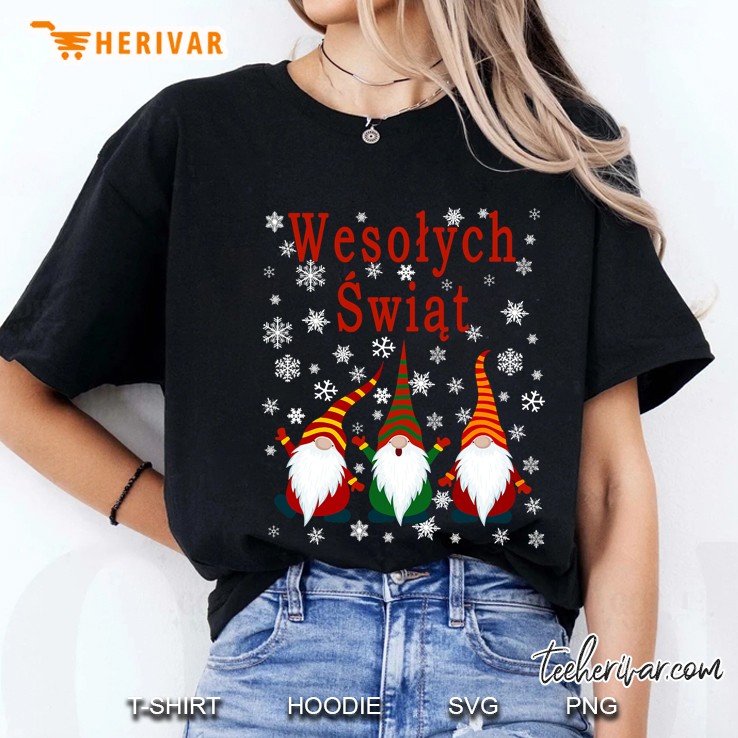 Pajama Gnomes Christmas Cute Poland Wesolych Swiat Polish Ladies Tee