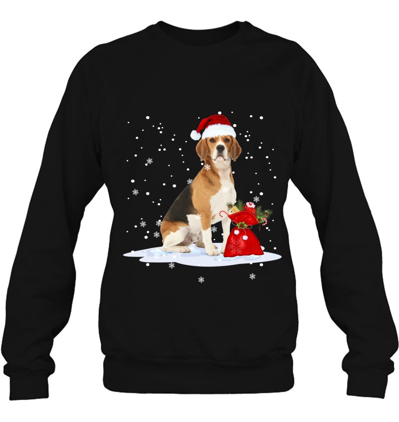 Funny Beagle Christmas Santa Hat Animal Gift Kids Sweatshirt
