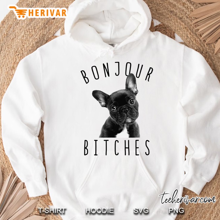 Bonjour Bitches Funny French Bulldog Dog Lover Gift Hoodie