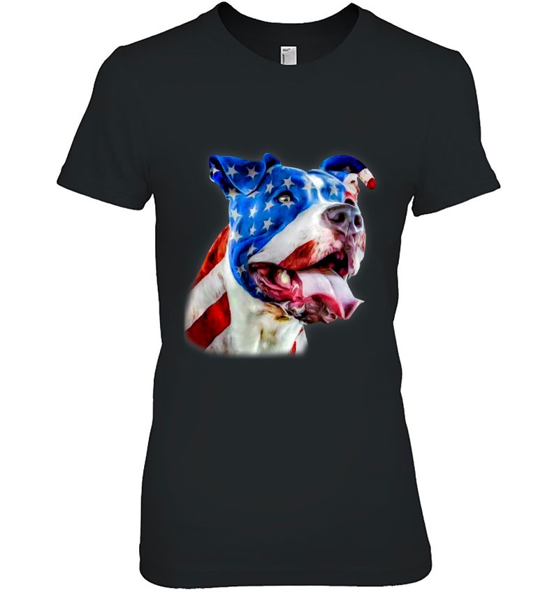 Black American Pit Bull Terrier USA Flag Shirt Patriotic Dog Gift 100% Cotton