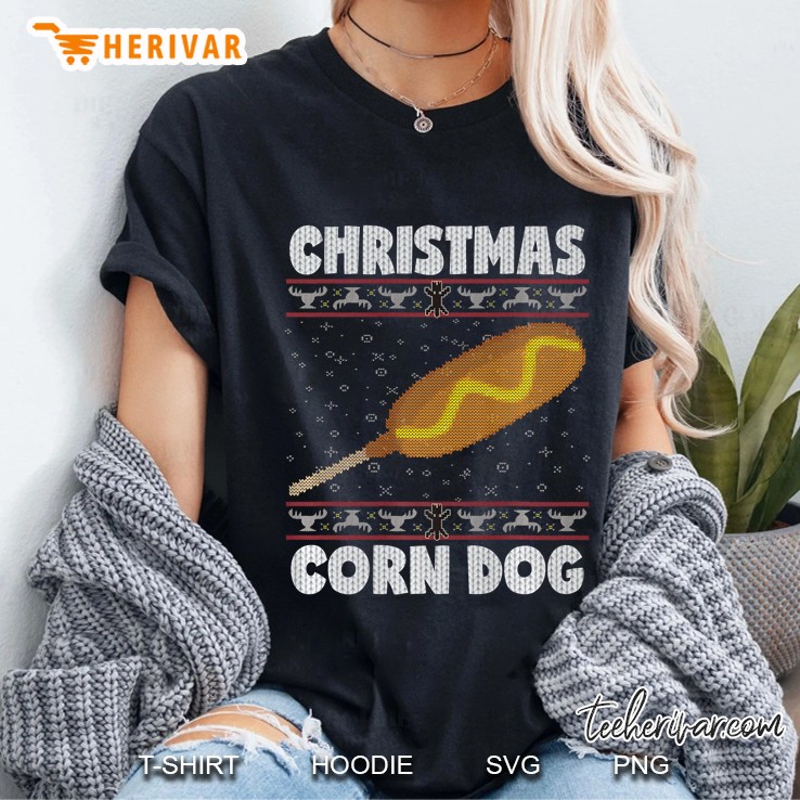 Christmas Corn Dog Funny Ugly Sweater Xmas Gift Ladies Tee