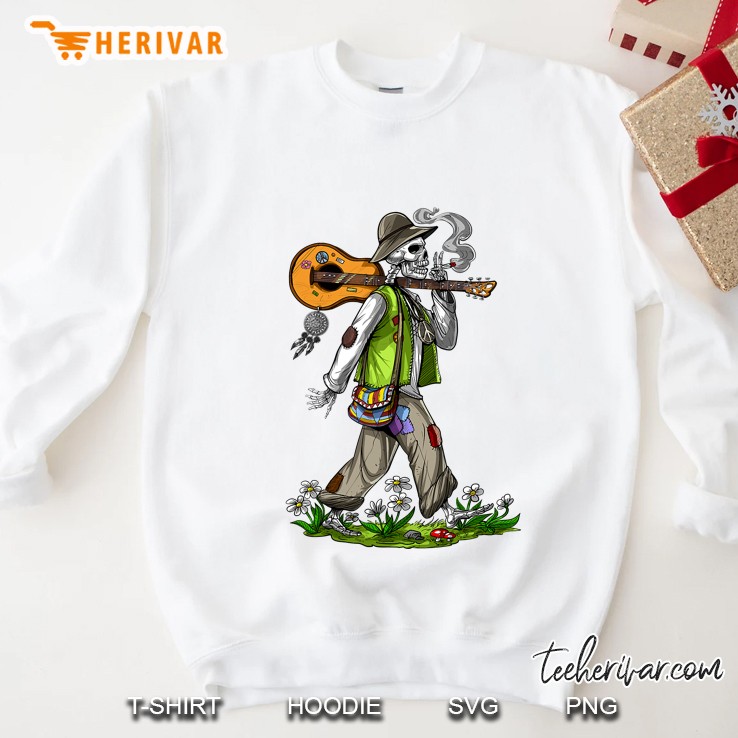 Skeleton Hippie Stoner Psychedelic Fantasy Guitar Player Sweatshirt