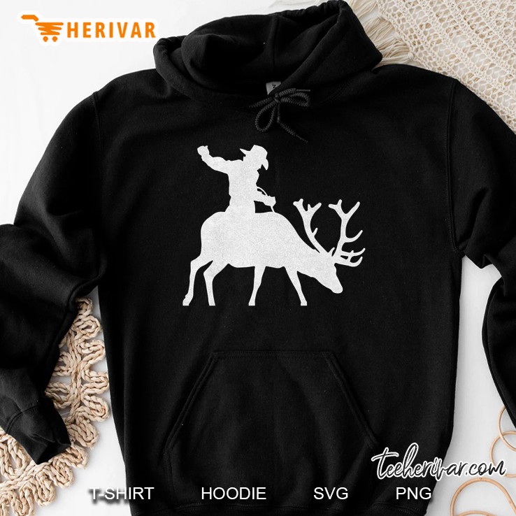 Cowboy Riding An Elk Distressed Hoodie