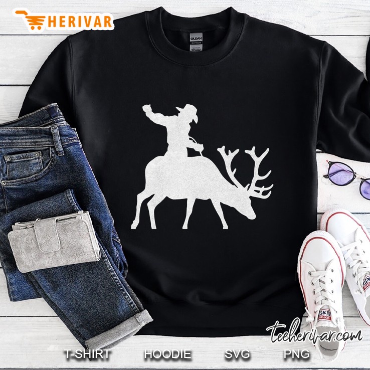 Cowboy Riding An Elk Distressed Sweatshirt