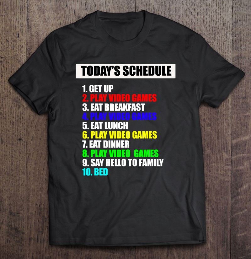  My Daily Routine Play Video Games Funny Gamer T-Shirt