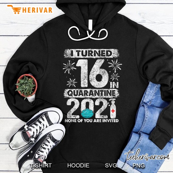 I Turned 16 In Quarantine 2021 16 Years Old 16Th Birthday Hoodie