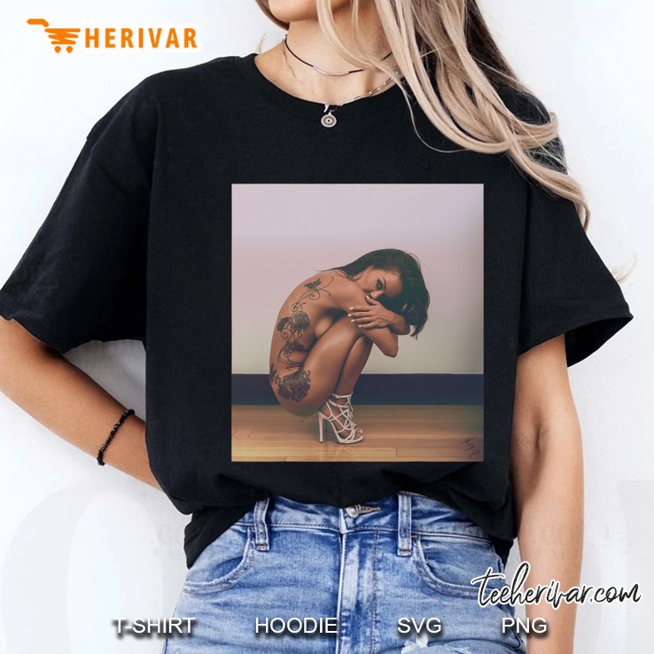 Sexy Girl Graphic Tee - Implied Nude Tattoo Model Ladies Tee